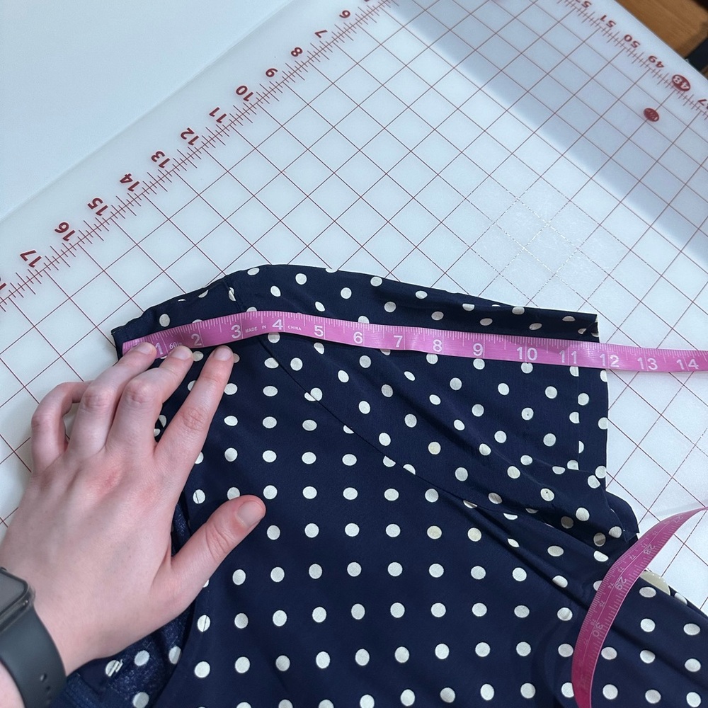 Maggy London dark navy blue and white polka dotted vintage dress size 16 - Picture 13 of 16